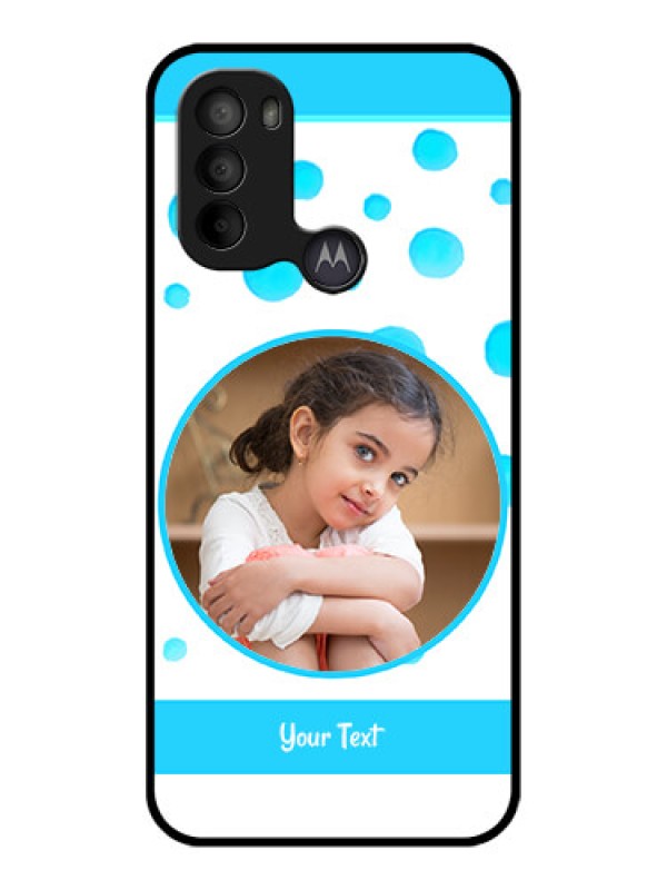 Custom Moto G31 Custom Metal Phone CaseBlue Bubbles Pattern Design