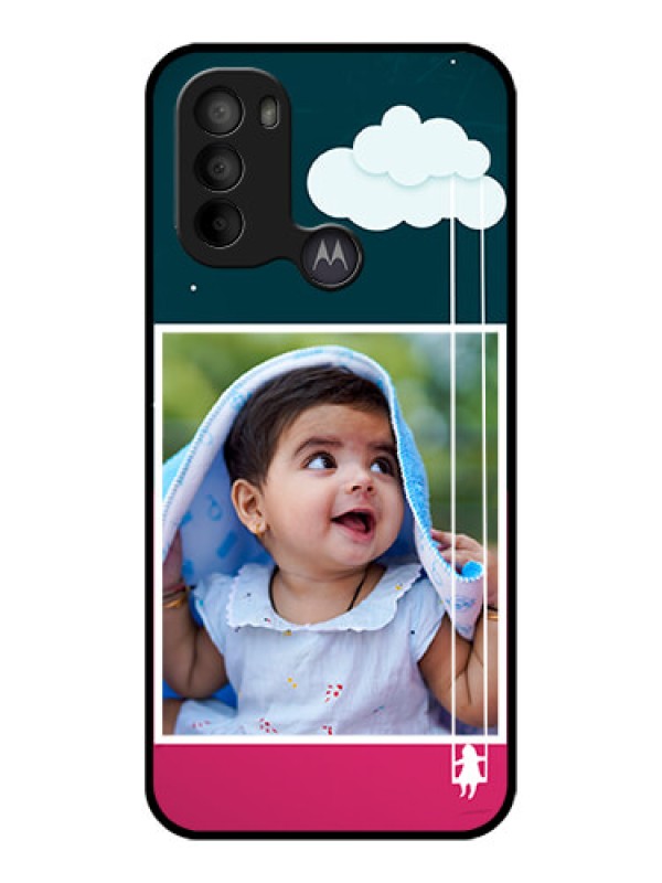 Custom Moto G31 Custom Metal Phone CaseCute Girl With Cloud Design