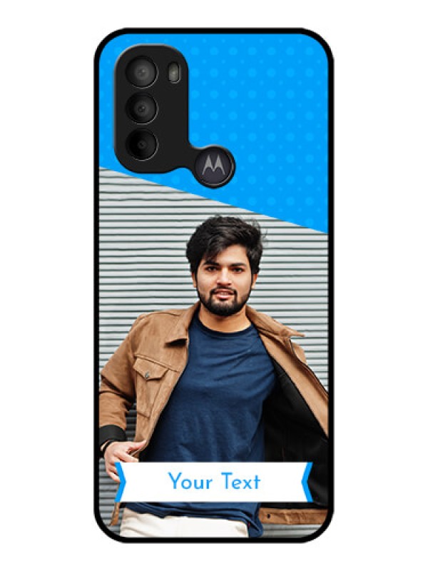 Custom Moto G31 Custom Metal Phone CaseSimple Blue Color Design