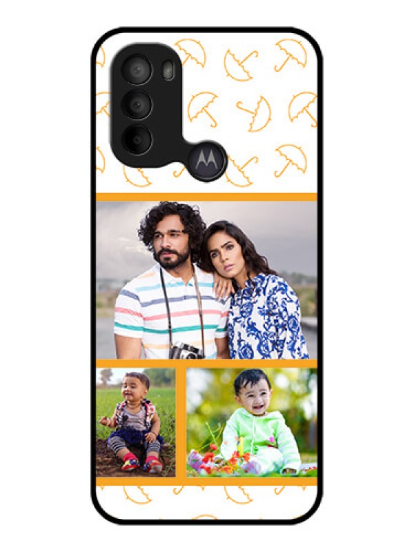 Custom Moto G31 Custom Metal Phone CaseYellow Pattern Design