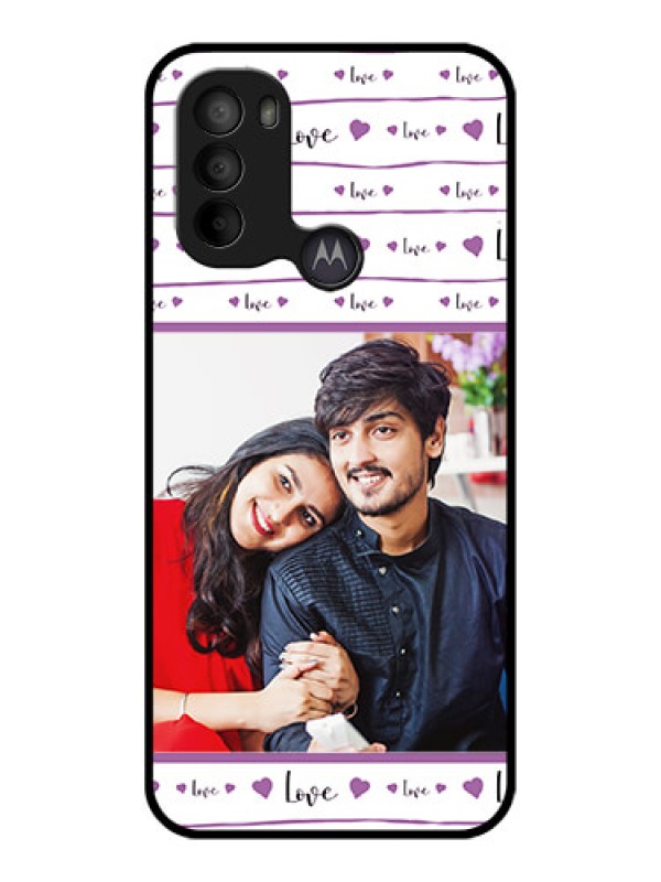 Custom Moto G31 Custom Metal Phone CaseCouples Heart Design