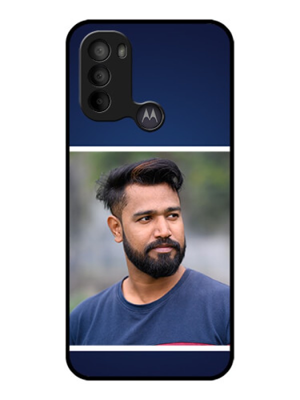 Custom Moto G31 Custom Metal Phone CaseSimple Royal Blue Design