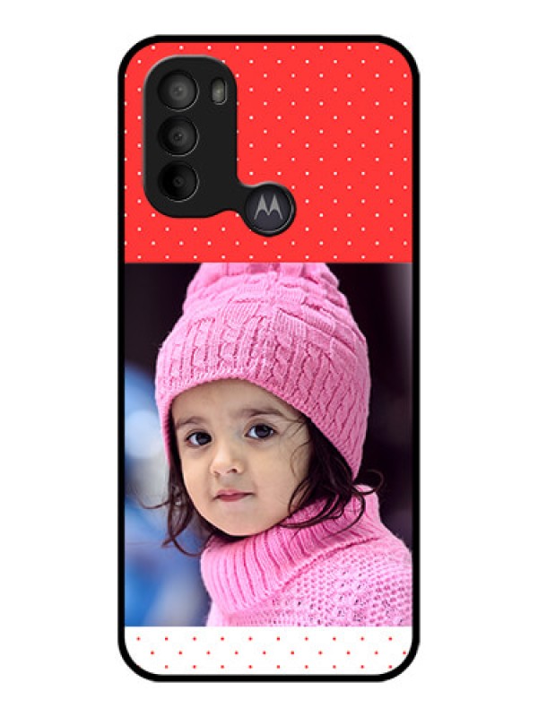 Custom Moto G31 Custom Metal Phone CaseRed Pattern Design