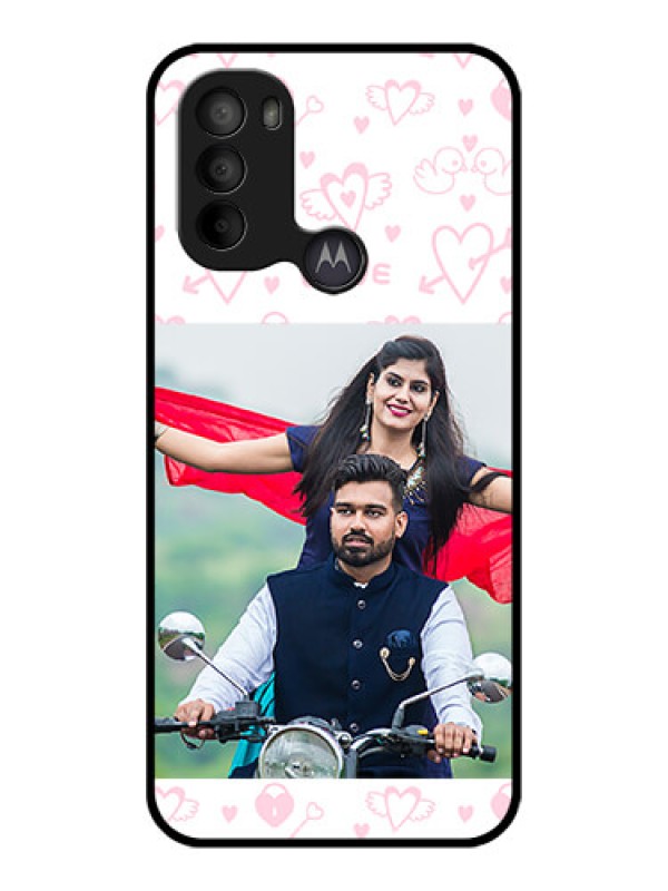Custom Moto G31 Custom Metal Phone CasePink Flying Heart Design