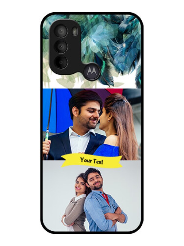 Custom Moto G31 Custom Metal Phone CaseImage With Boho Peacock Feather Design