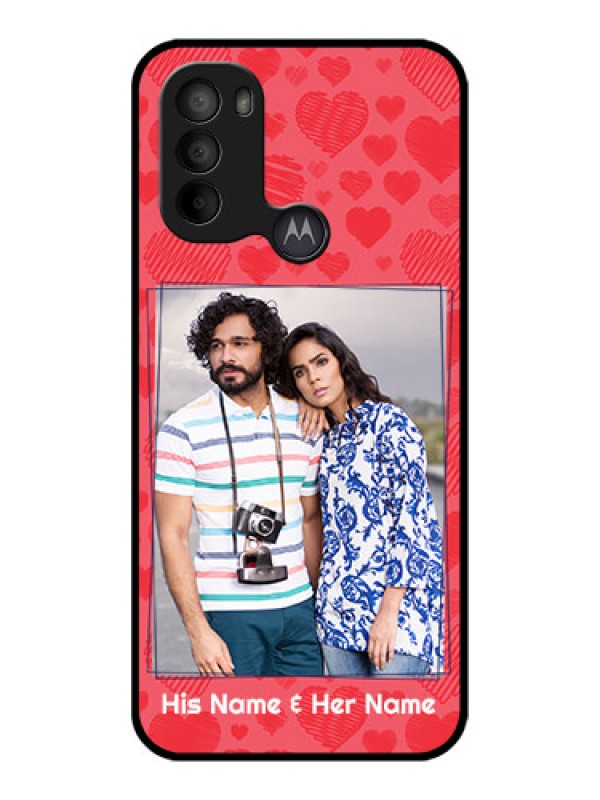 Custom Moto G31 Custom Metal Phone CaseWith Red Heart Symbols Design