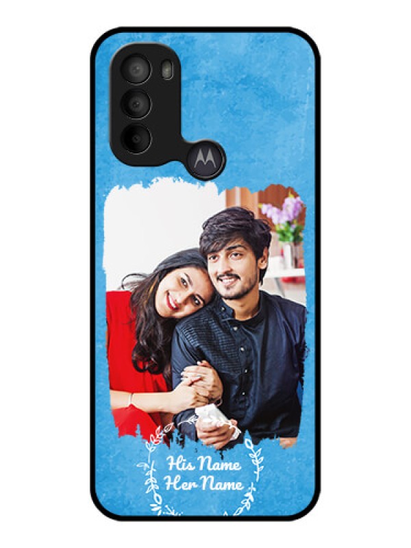 Custom Moto G31 Custom Metal Phone CaseBlue Color Vintage Design