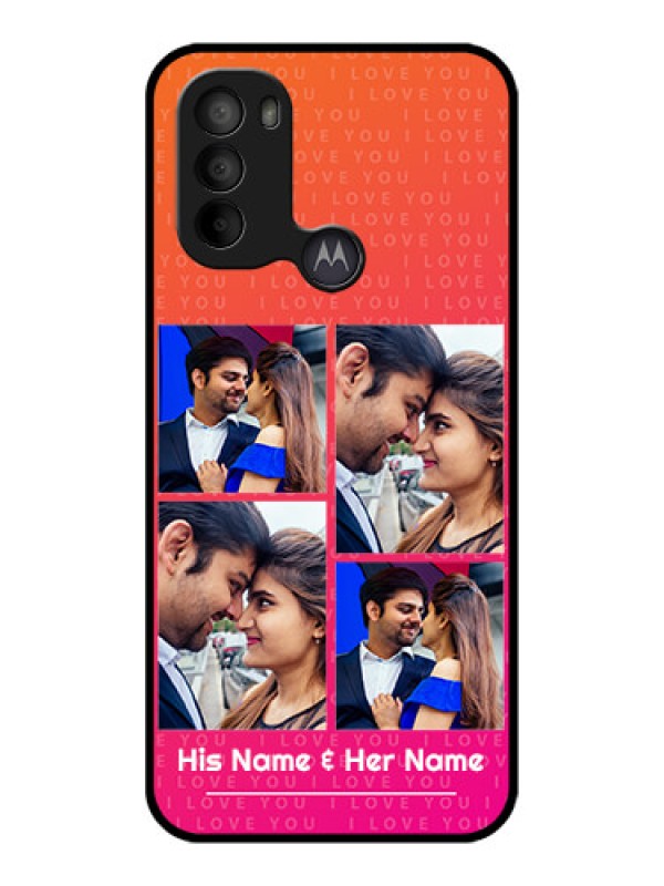 Custom Moto G31 Custom Metal Phone CaseI Love You Pink Design