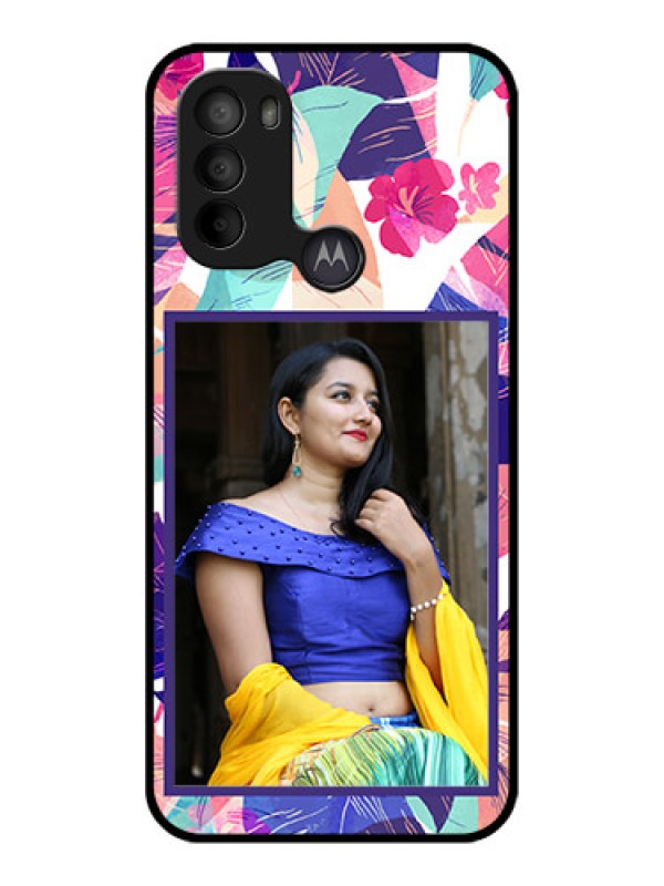 Custom Moto G31 Custom Metal Phone CaseAbstract Floral Design