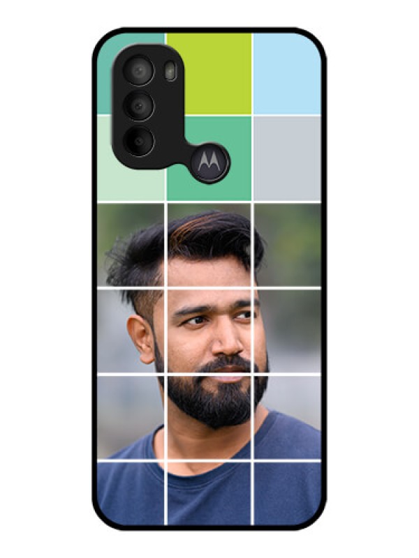 Custom Moto G31 Custom Metal Phone CaseWith White Box Pattern