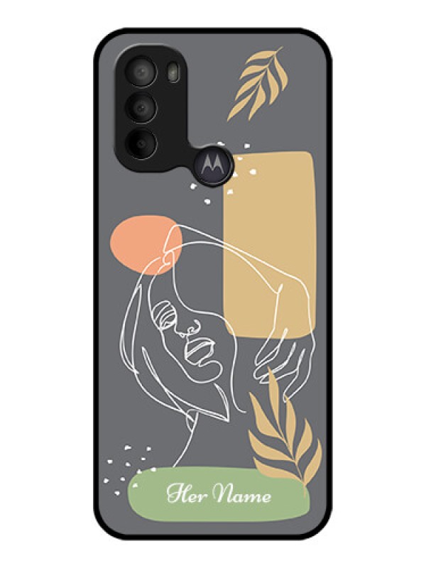 Custom Moto G31 Custom Metal Phone CaseGazing Woman Line Art Design