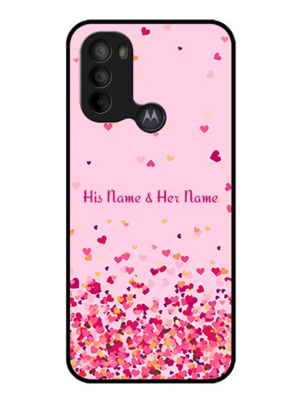 Custom Moto G31 Custom Metal Phone CaseFloating Hearts Design