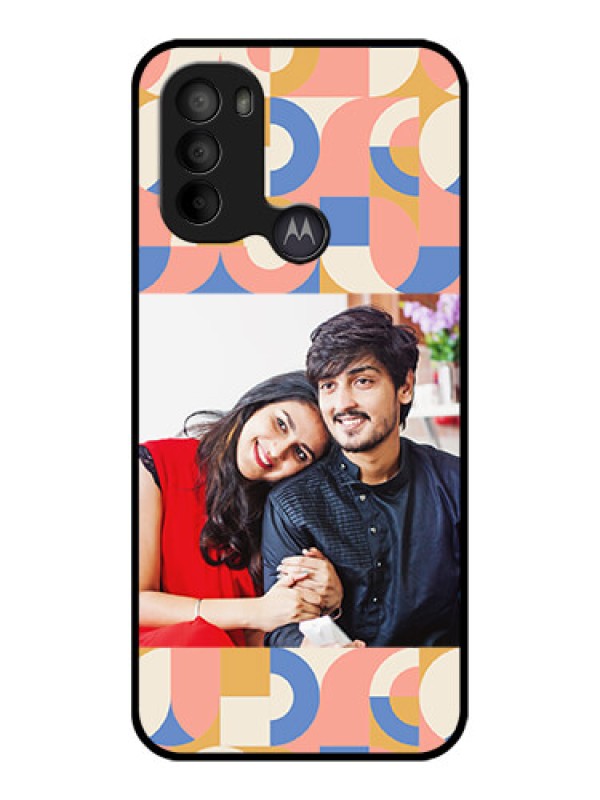 Custom Moto G31 Custom Metal Phone CaseSemi - Circle Maze Pattern Design