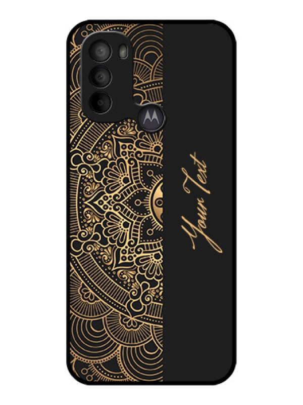 Custom Moto G31 Custom Metal Phone CaseMandala Art With Custom Text Design