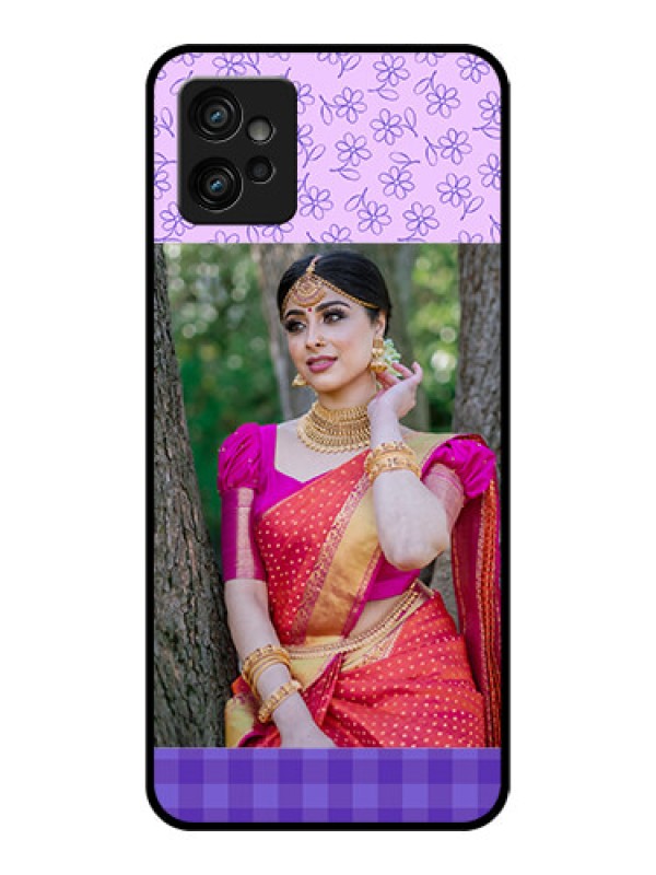 Custom Moto G32 Custom Metal Phone CasePurple Floral Design