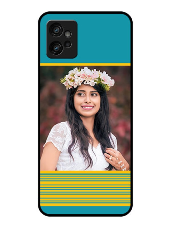 Custom Moto G32 Custom Metal Phone CaseYellow and Blue Design