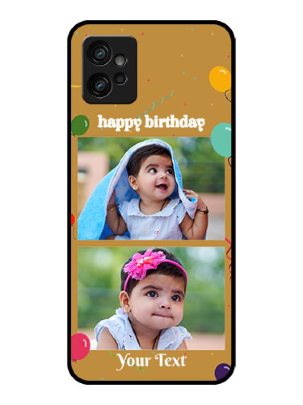 Custom Moto G32 Custom Metal Phone CaseImage Holder With Birthday Celebrations Design