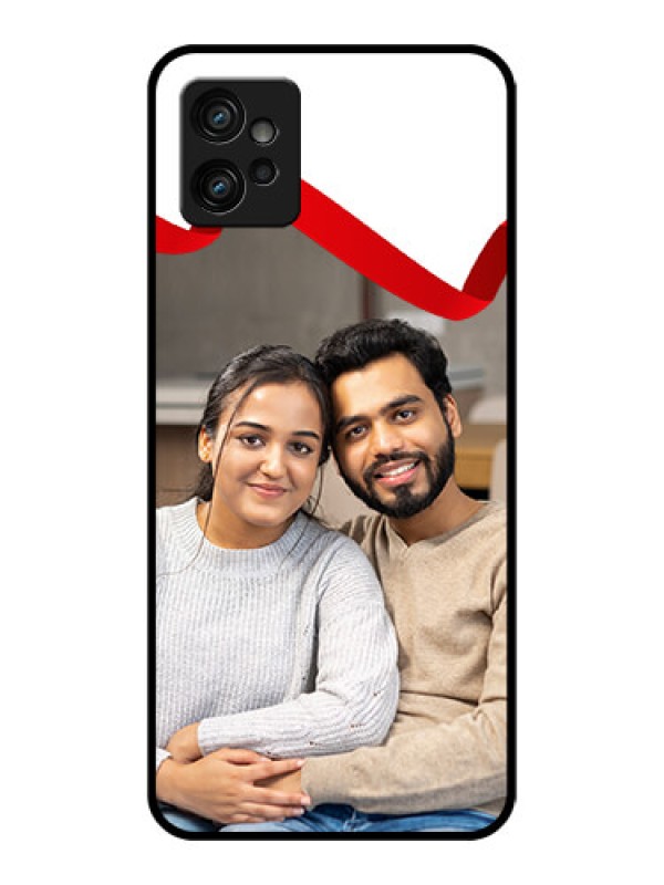 Custom Moto G32 Custom Metal Phone CaseRed Ribbon Frame Design