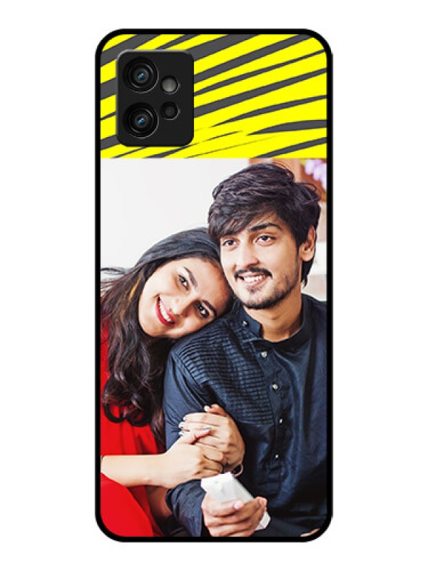 Custom Moto G32 Custom Metal Phone CaseYellow Abstract Design