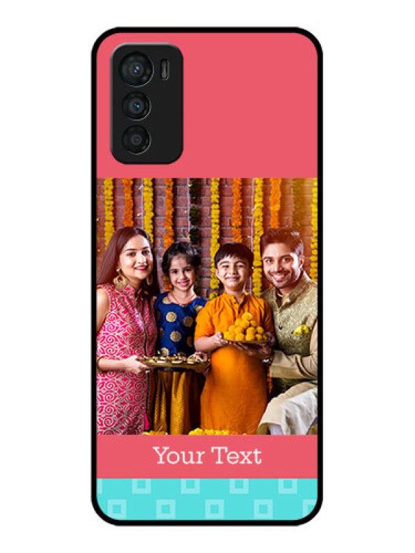 Custom Moto G42 Custom Metal Phone CasePeach and Blue Color Design