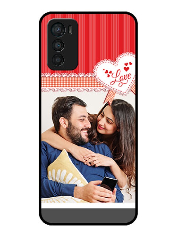 Custom Moto G42 Custom Metal Phone CaseRed Love Pattern Design