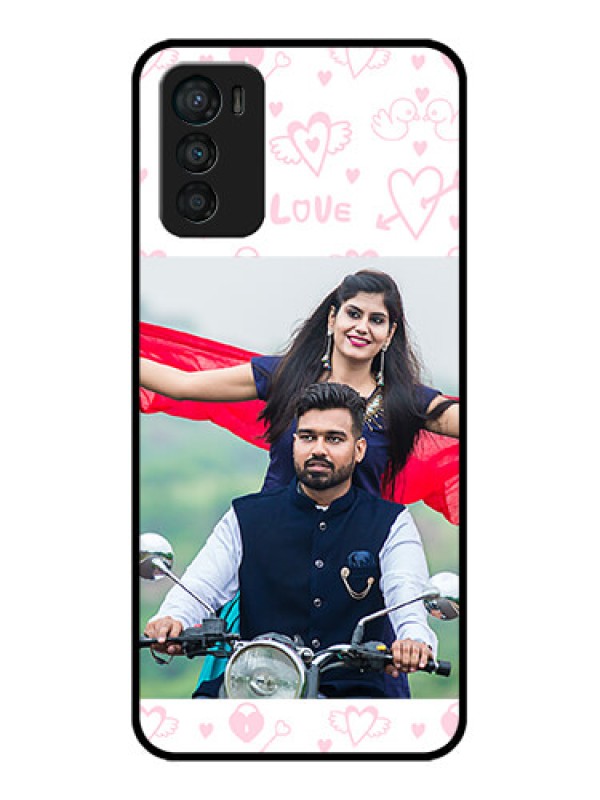 Custom Moto G42 Custom Metal Phone CasePink Flying Heart Design
