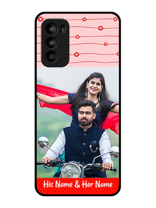 Custom Moto G52 Custom Metal Phone CaseRed Pattern Case Design