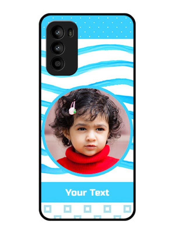 Custom Moto G52 Custom Metal Phone CaseSimple Blue Case Design