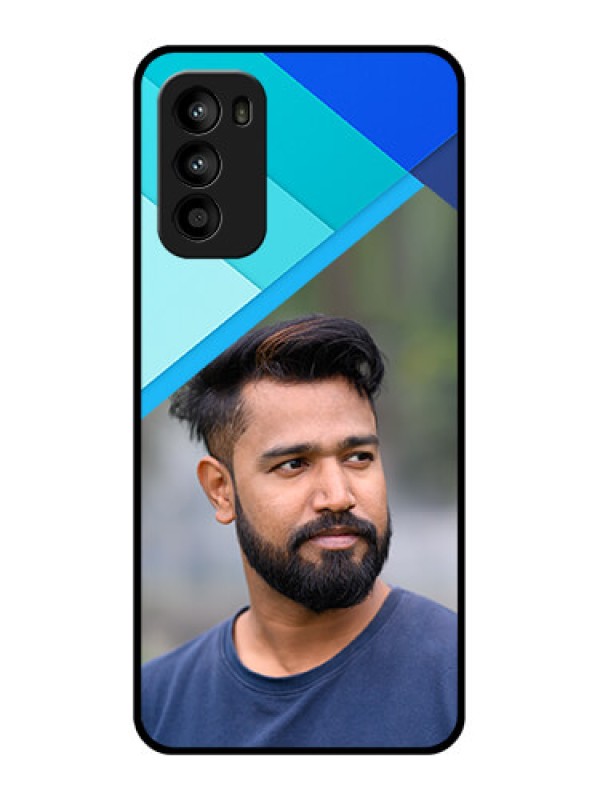 Custom Moto G52 Custom Metal Phone CaseBlue Pattern Design