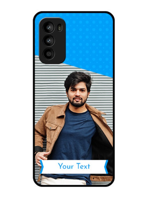 Custom Moto G52 Custom Metal Phone CaseSimple Blue Color Design