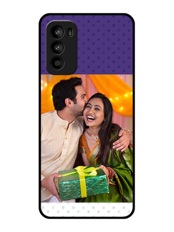 Custom Moto G52 Custom Metal Phone CaseViolet Colored Pattern Design