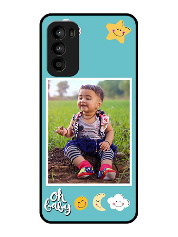 Custom Moto G52 Custom Metal Phone CaseSmiley Kids Stars Design