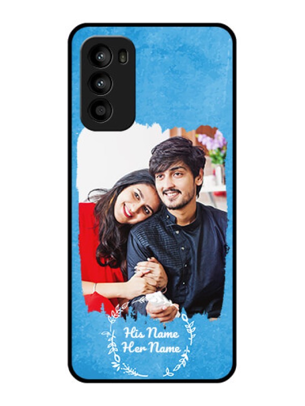 Custom Moto G52 Custom Metal Phone CaseBlue Color Vintage Design