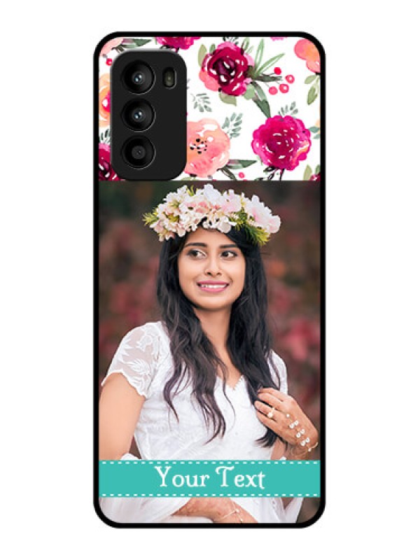 Custom Moto G52 Custom Metal Phone CaseWater Colors Floral Design