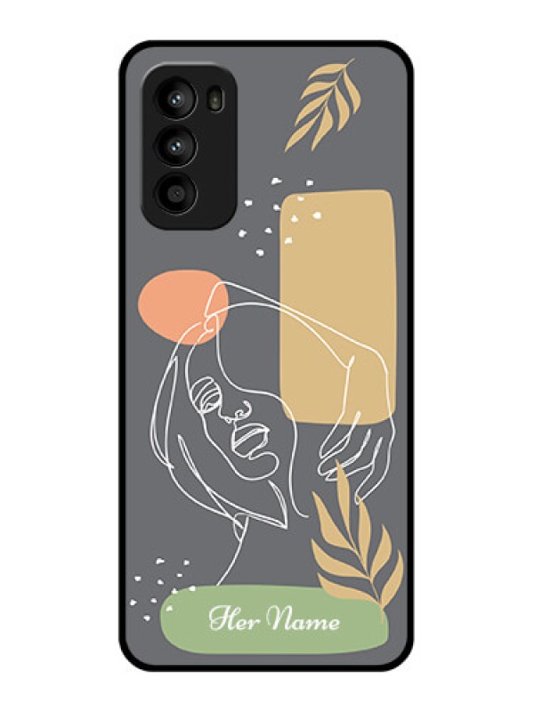 Custom Moto G52 Custom Metal Phone CaseGazing Woman Line Art Design