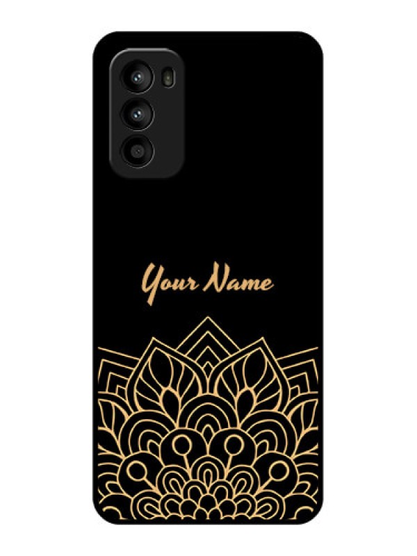 Custom Moto G52 Custom Metal Phone CaseGolden Mandala Design