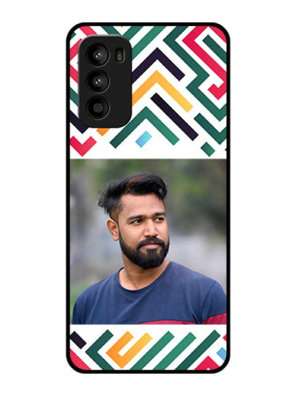 Custom Moto G52 Custom Metal Phone CaseColorful Maze Pattern Design