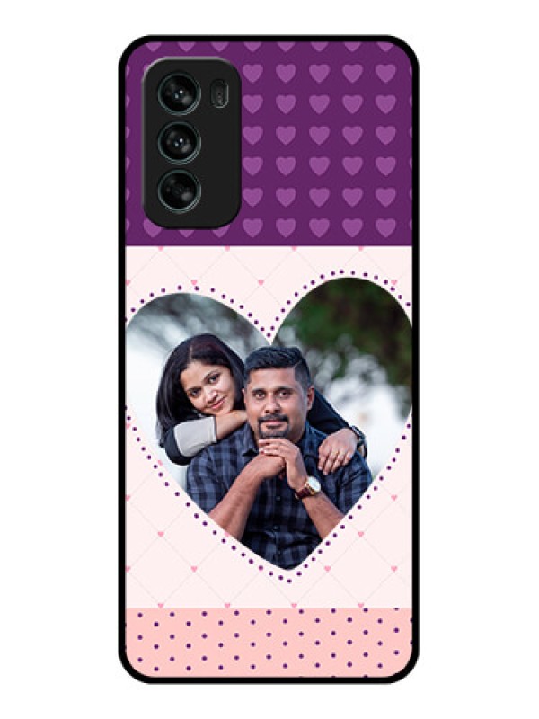 Custom Moto G62 Custom Metal Phone CaseViolet Love Dots Design