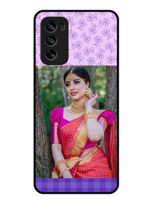 Custom Moto G62 Custom Metal Phone CasePurple Floral Design