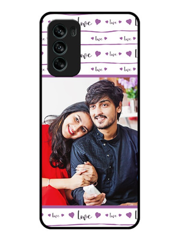 Custom Moto G62 Custom Metal Phone CaseCouples Heart Design