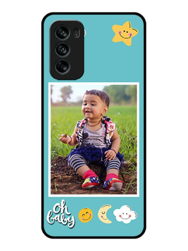 Custom Moto G62 Custom Metal Phone CaseSmiley Kids Stars Design