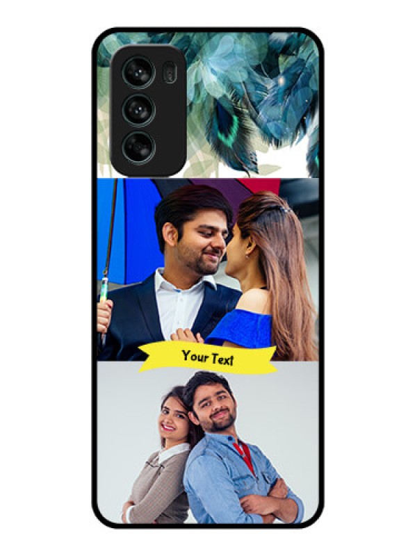 Custom Moto G62 Custom Metal Phone CaseImage With Boho Peacock Feather Design