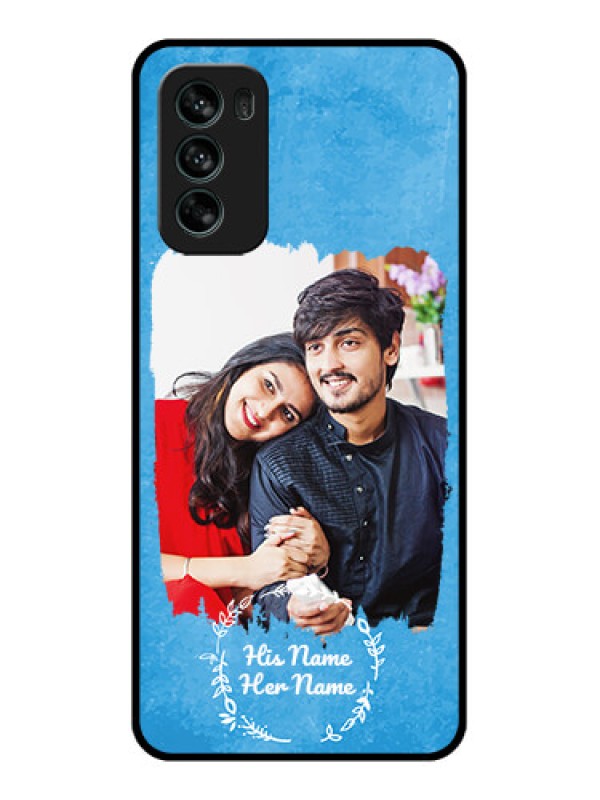 Custom Moto G62 Custom Metal Phone CaseBlue Color Vintage Design