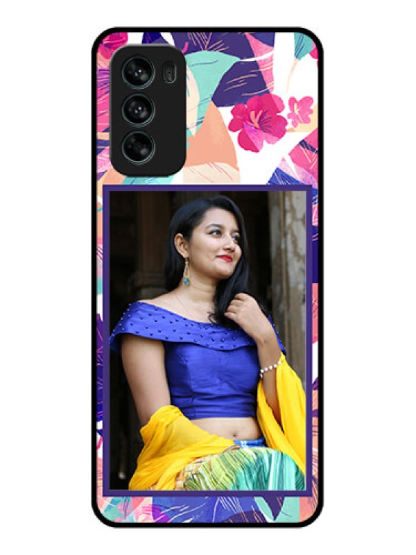 Custom Moto G62 Custom Metal Phone CaseAbstract Floral Design