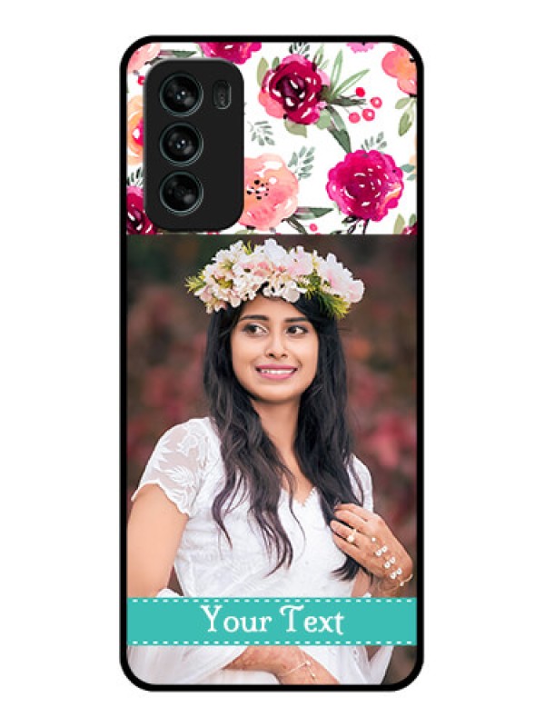 Custom Moto G62 Custom Metal Phone CaseWater Colors Floral Design