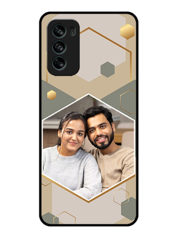 Custom Moto G62 Custom Metal Phone CaseStylish Hexagon Pattern Design