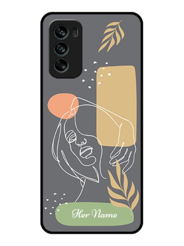 Custom Moto G62 Custom Metal Phone CaseGazing Woman Line Art Design