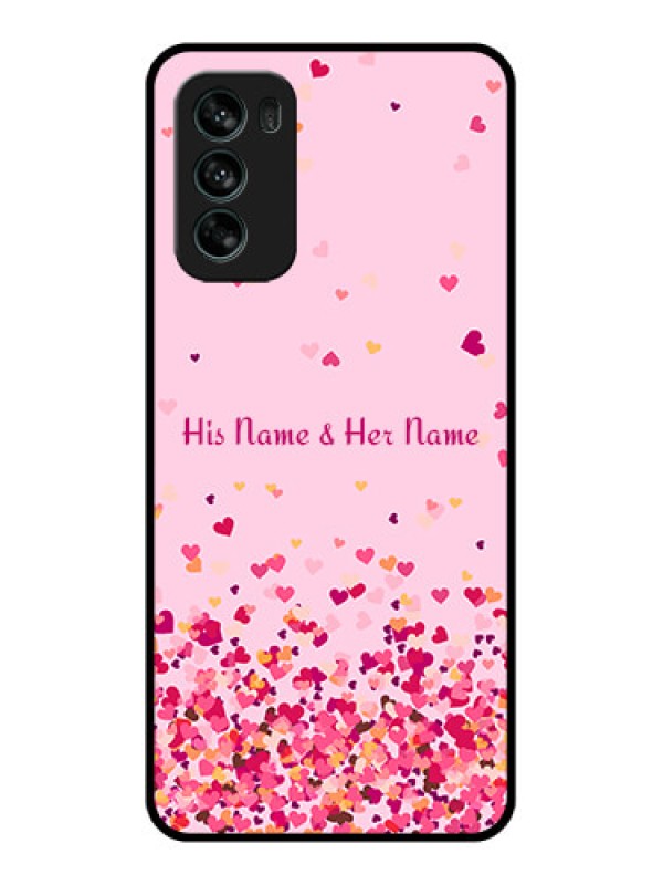 Custom Moto G62 Custom Metal Phone CaseFloating Hearts Design
