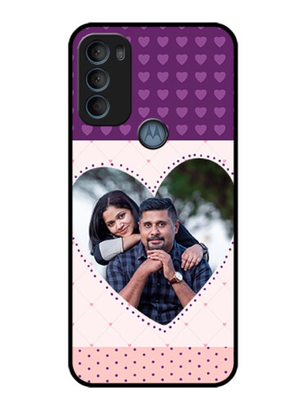 Custom Moto G71 5G Custom Metal Phone CaseViolet Love Dots Design