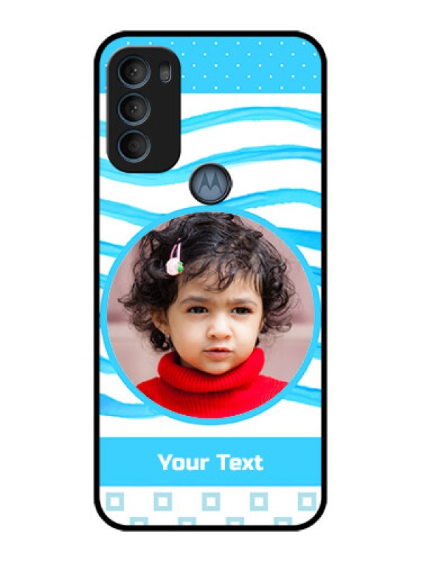 Custom Moto G71 5G Custom Metal Phone CaseSimple Blue Case Design